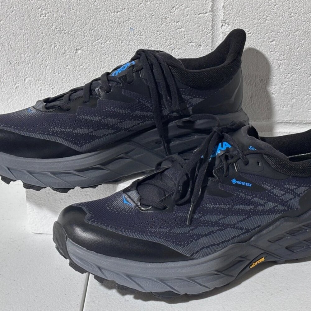 Hoka One One Speedgoat 5 GTX SPIKE Black Trail Running Shoes Mens Size 10.5 NEW